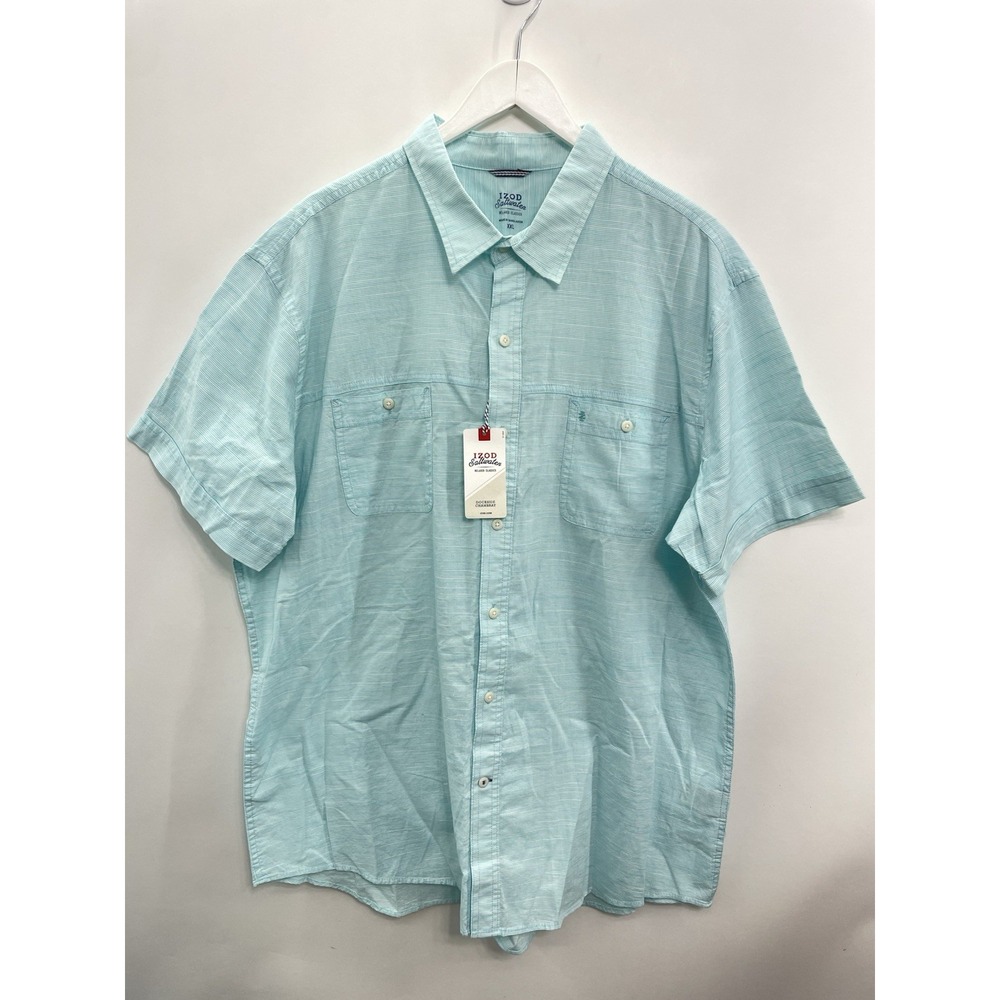 Izod Saltwater Dockside Chambray Shirt Breathable Beach Striped Blue Mens XXL